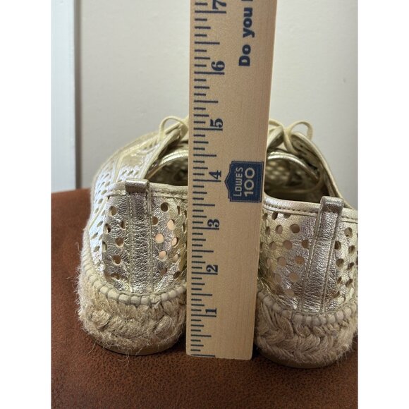 Loeffler Randall Gold Perforated Leather Platform Lace-Up Espadrille EU35 US 4.5 - Picture 9 of 9